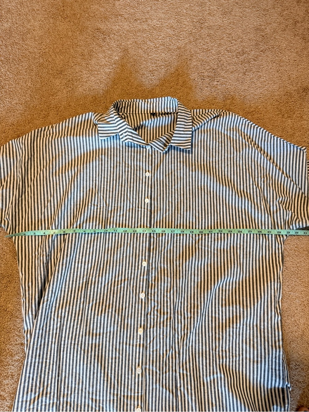 NWT Amazon XL White Gray Stripe Cotton Button Front Shirt Dress w/ Pockets - Picture 5 of 10